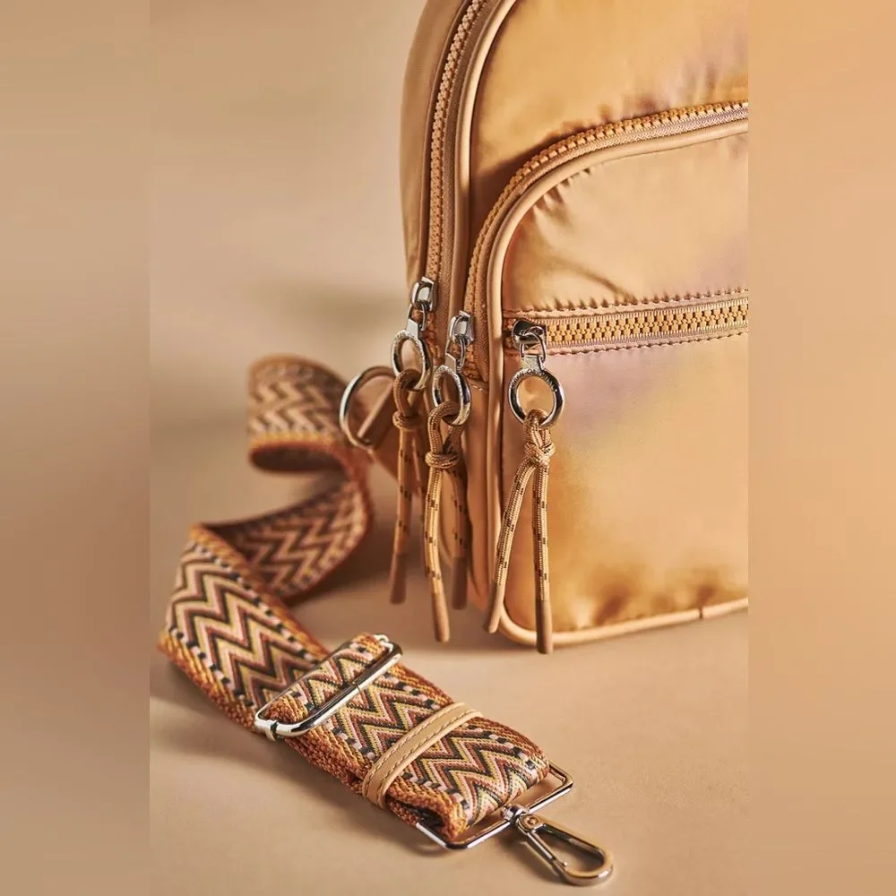 Anthropologie x Urban Originals Convertible Sling Backpack Tan Aztec Boho Chic
